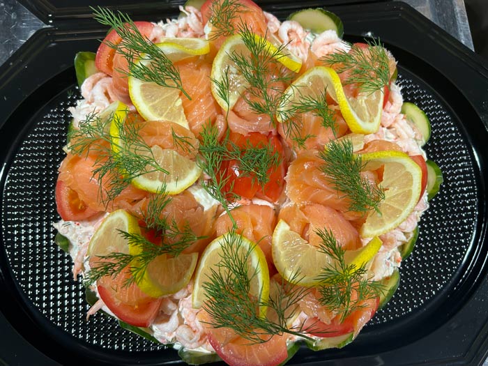 Cateringmeny för skaldjursfat
